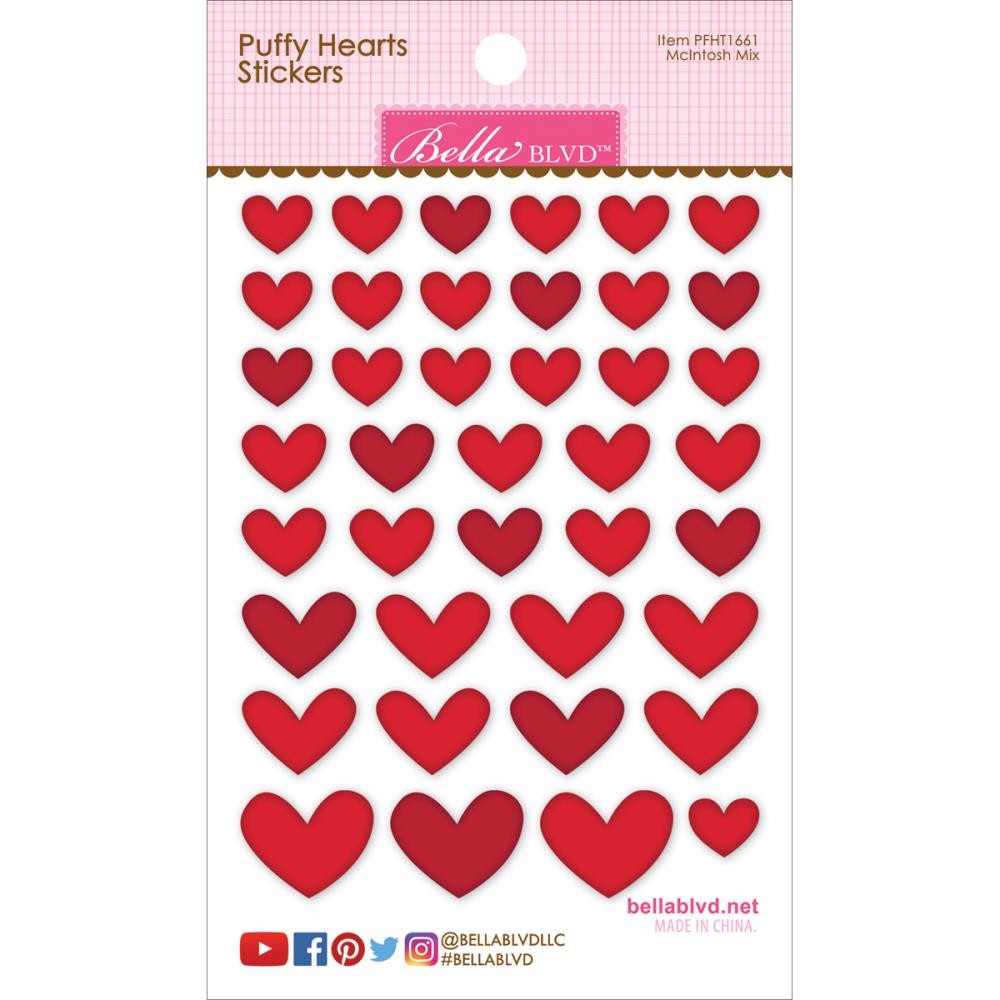 3D-Stickers Puffy Hearts (rote Herzen)