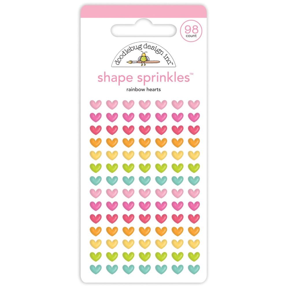 Enamel Sprinkles Adhesive Shapes Rainbow Hearts