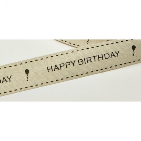 Baumwollband Happy Birthday 2cm (1m)
