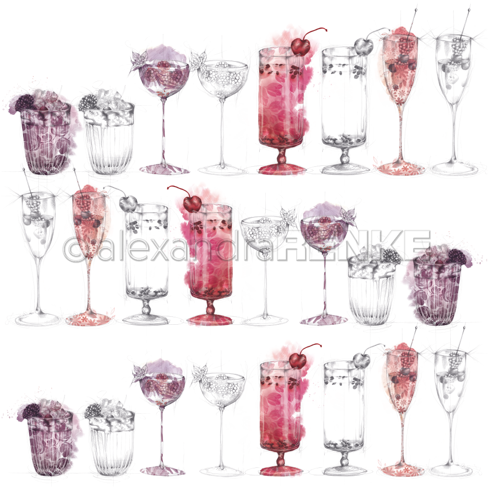 Designpapier 'Berry Cocktail Sketches'