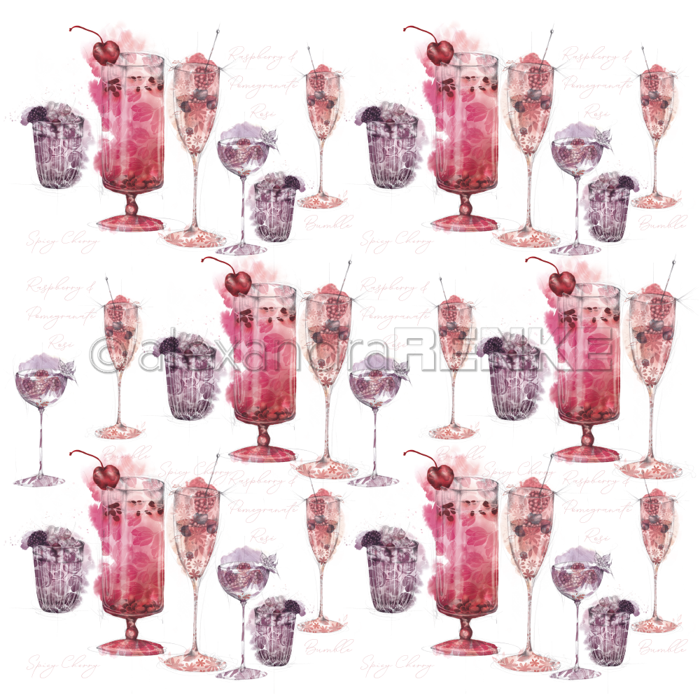 Designpapier 'Berry Cocktails'