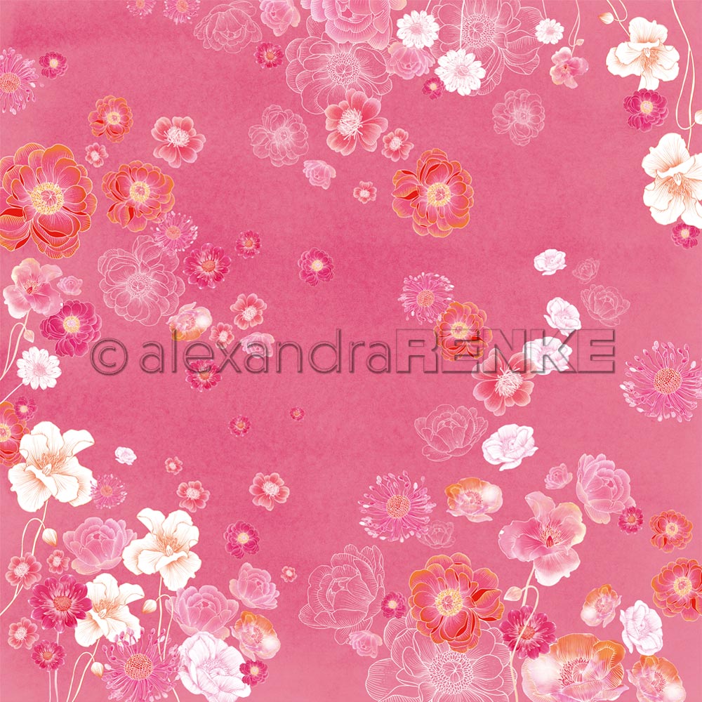 Design-Papier Blumig auf Pink