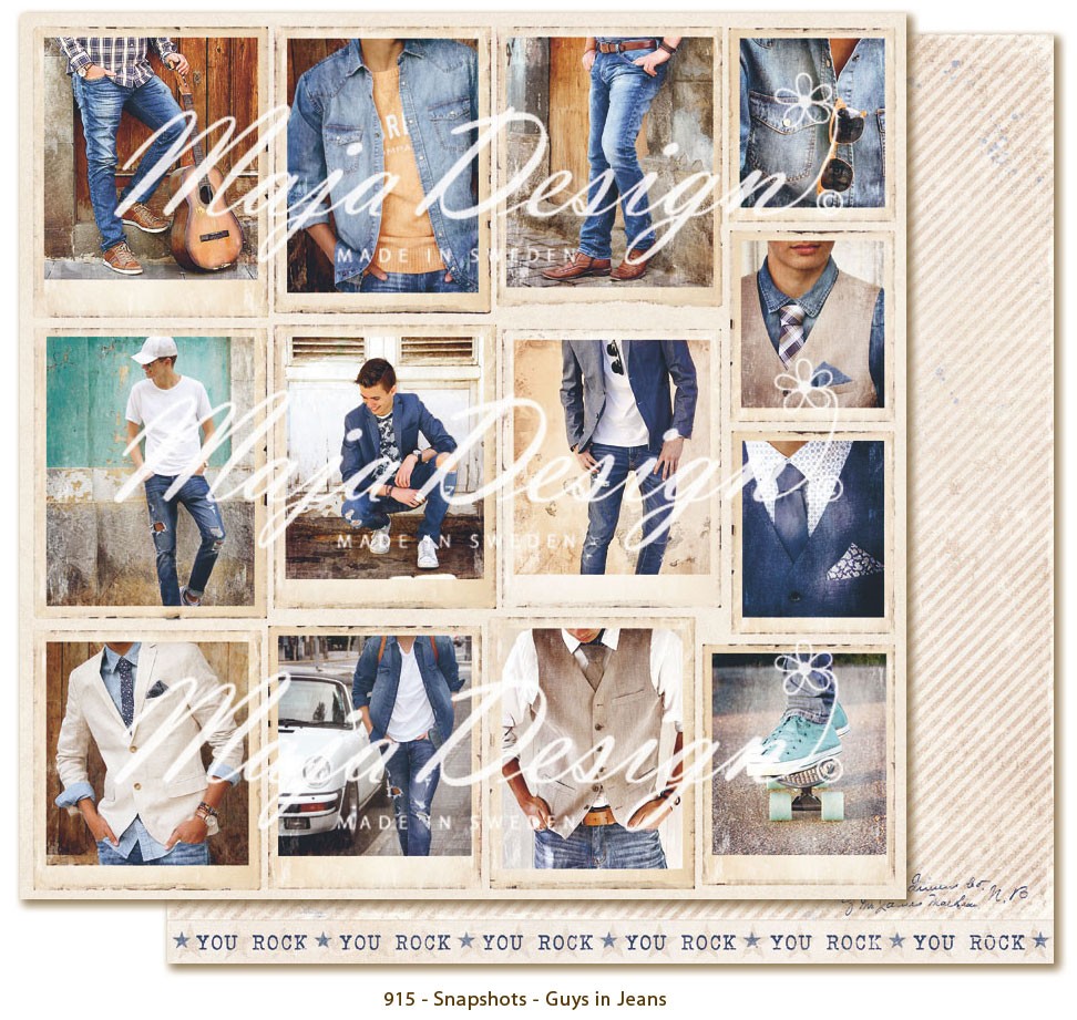 Scrapbooking-Papier Snapshots - Guys in Jeans