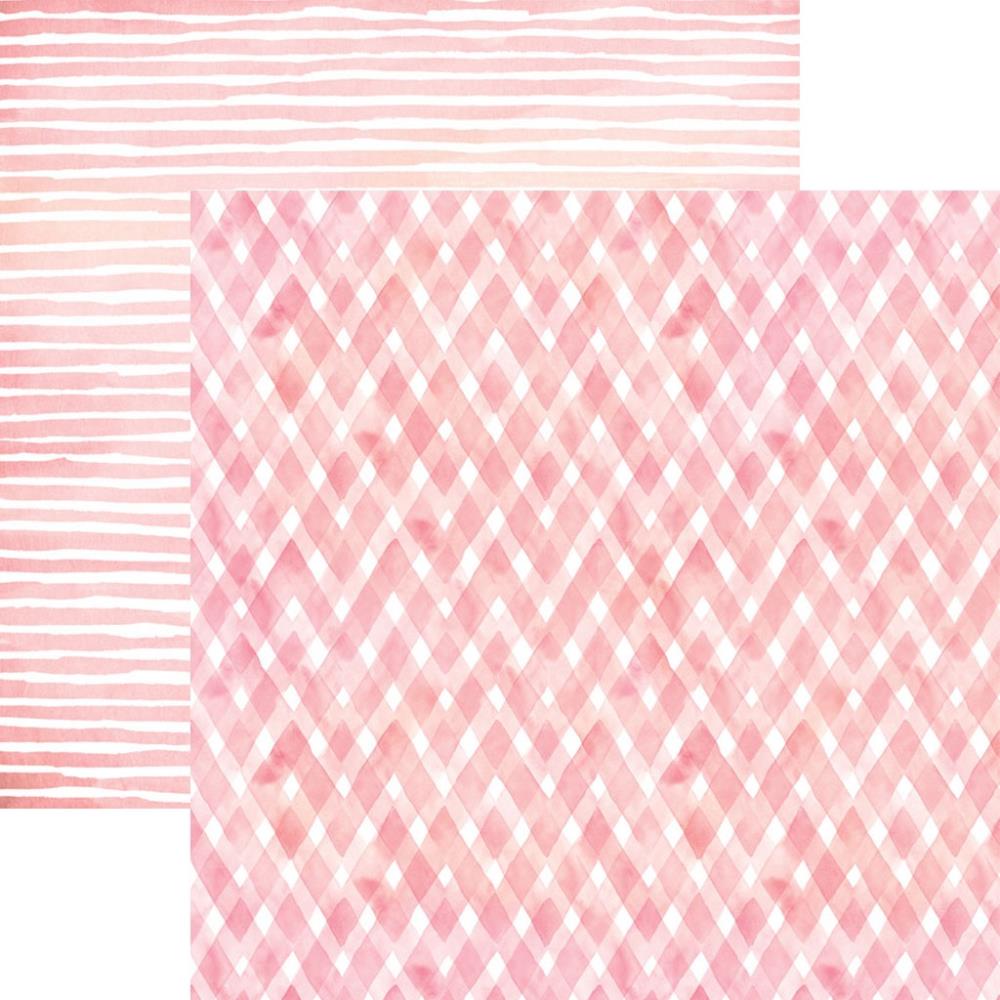 Scrapbooking-Papier 'Watercolor Plaid/Stripes Pink'