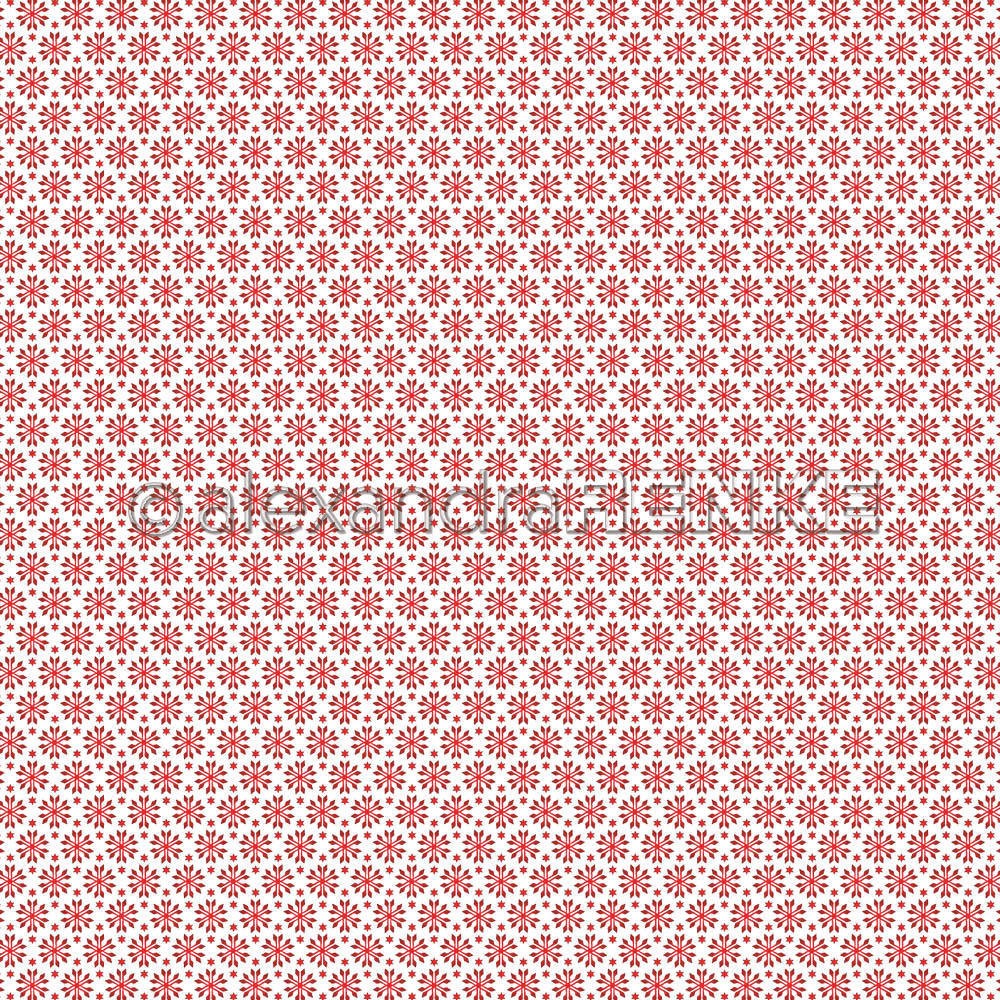 Designpapier rote Eiskristalle Muster
