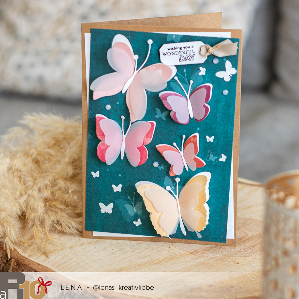 Scrapbooking-Papier 'Artist Schmetterlinge Tealblau'