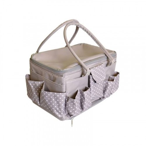 Tote taupe / weiss getupft