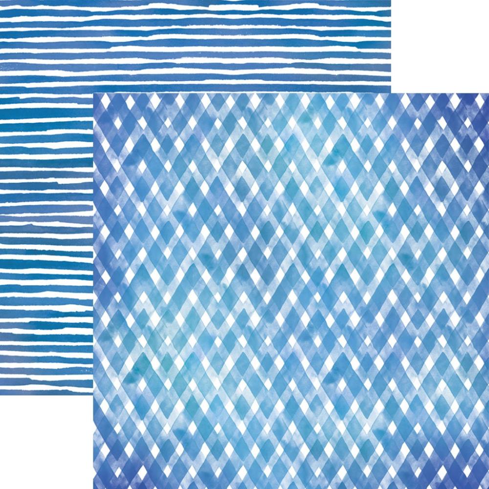 Scrapbooking-Papier 'Watercolor Plaid/Stripes Blue'