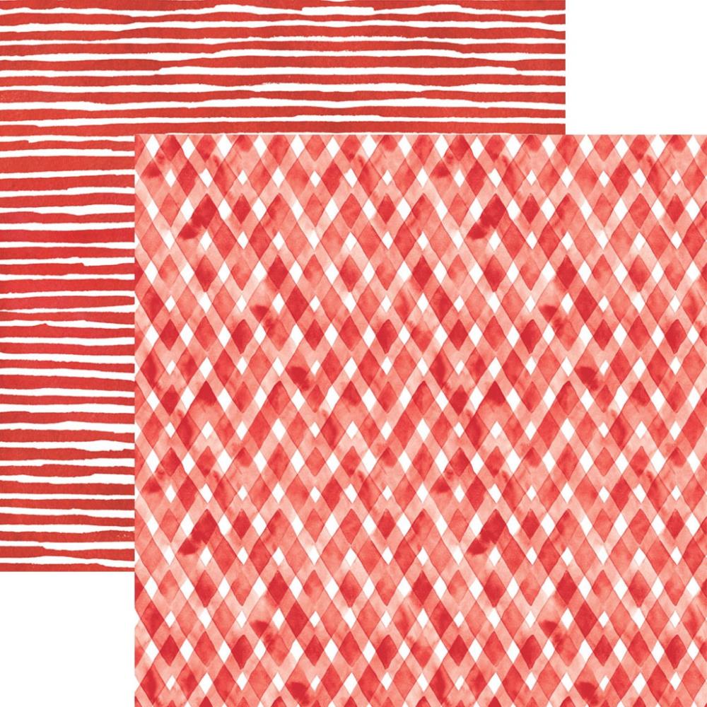 Scrapbooking-Papier 'Watercolor Plaid/Stripes Red'
