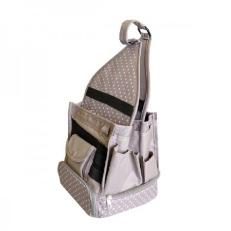 Tote taupe / weiss getupft