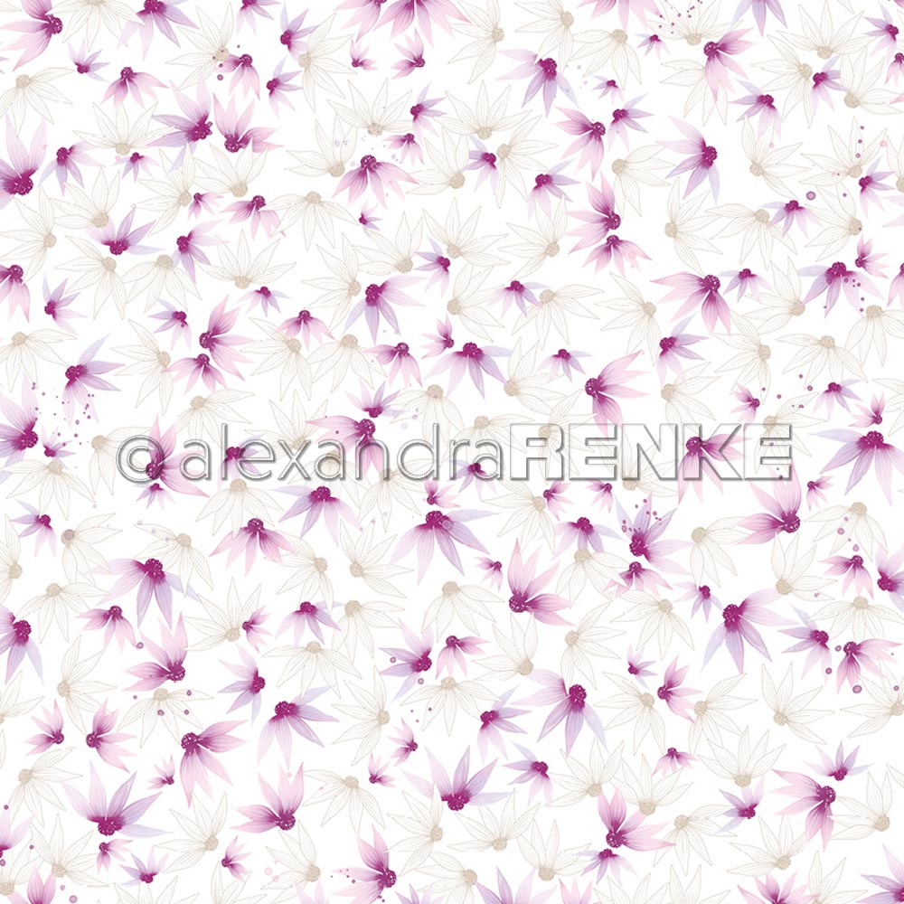 Scrapbooking-Papier 'Aquarellblumen Violett gestreut klein'