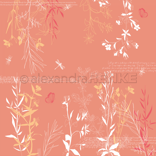 Design-Papier 'Herbstpflanzen Coral'