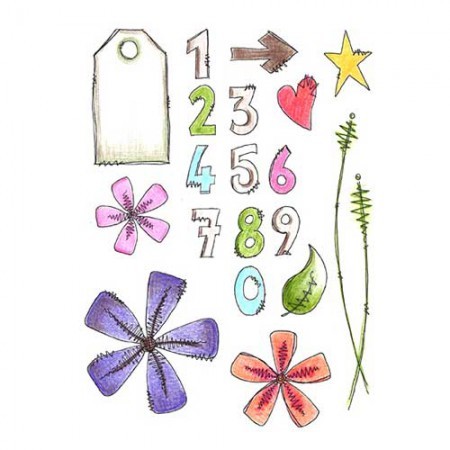 Jofy Stempelplatte Numbers, Tag & Flowers