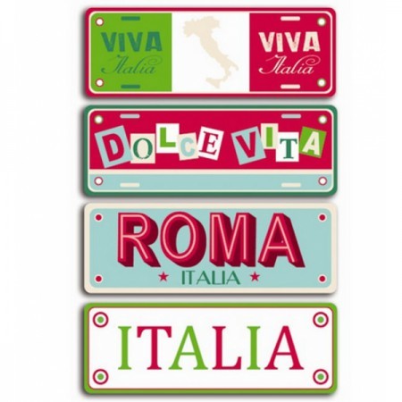 4 Metall Schilder zu Italien