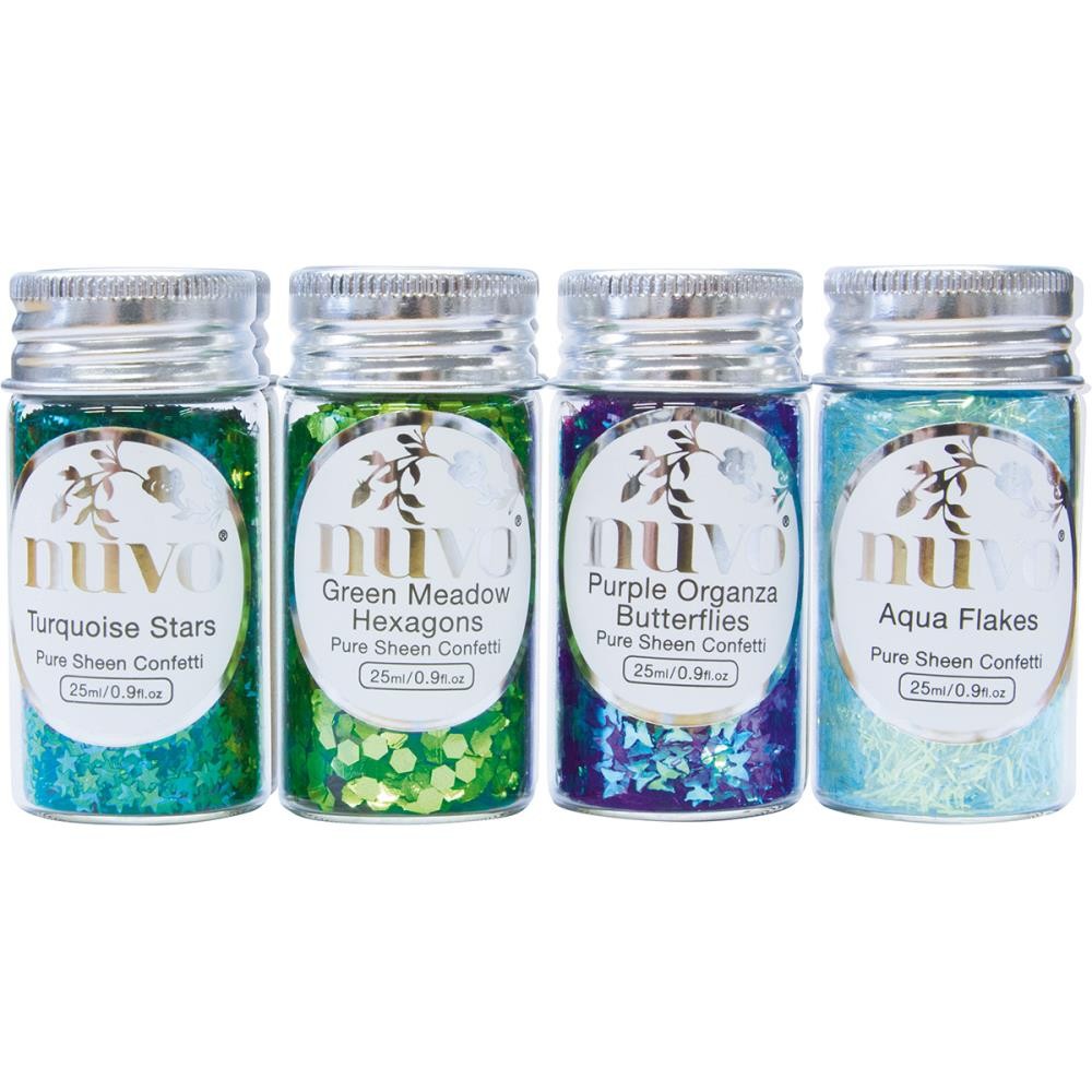 Nuvo Pure Sheen Confetti 4/Pkg Peacock Feathers