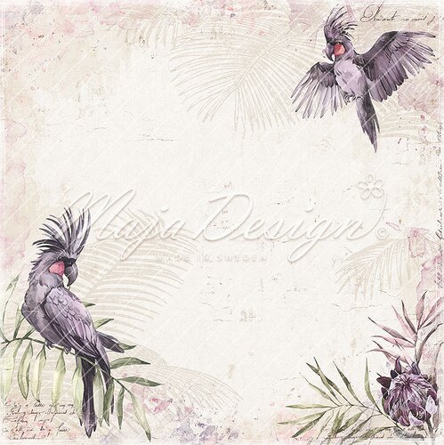 Scrapbooking-Papier Tropical Garden - Purple Parrot 12''
