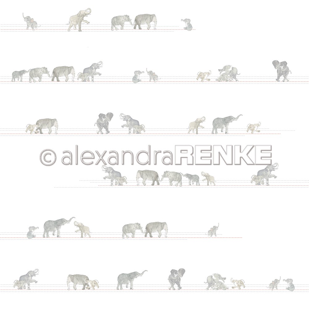 Designpapier 'Elefanten auf Linien'