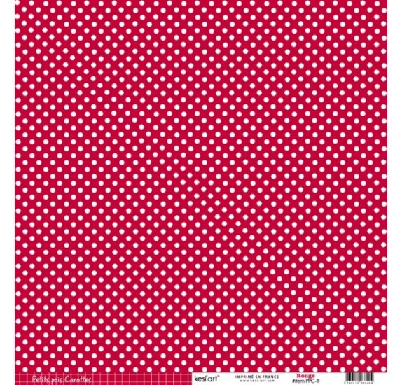 Scrapbooking Papier Dots & Grid rouge